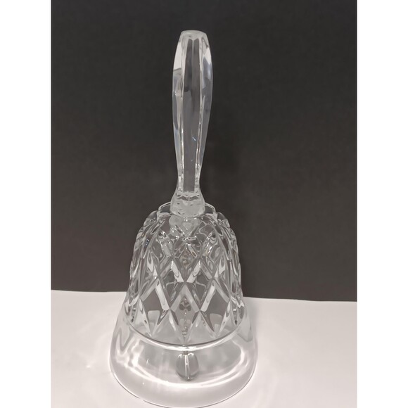 Vintage Cut Crystal Glass Bell – Diamond Pattern Hand Bell with Clapper - Picture 1 of 6